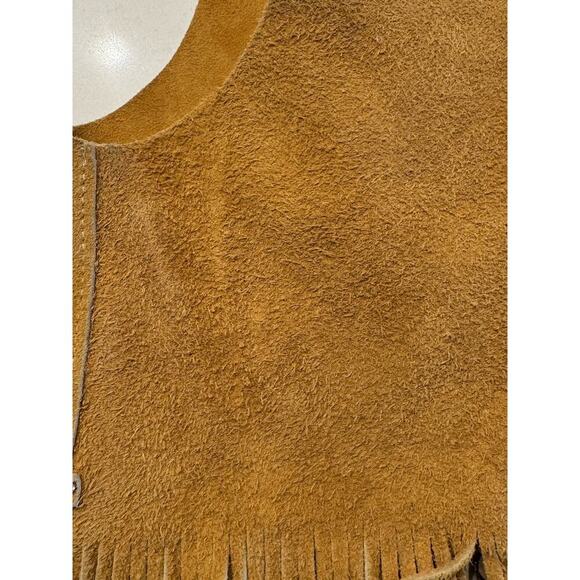 John R Craighead Size Medium Western Cowboy 100% Leather Vest Fringe Costume - Picture 9 of 16